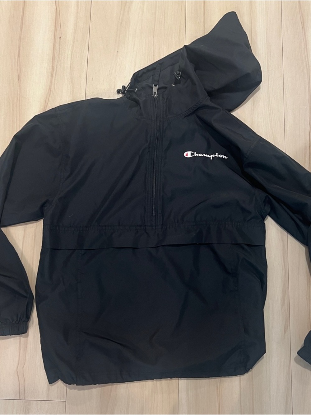 Champion Hooded Windbreaker Half Zip Jacket with Pocket